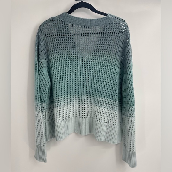 ATM Blue Ombre Wool Blend Open Knit Button Front Wool Cashmere Cardigan Size Xl - Picture 9 of 12